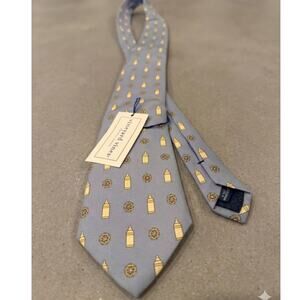 Vineyard Vines Custom Collection Silk Tie Blue Baby Bottle Rattle Print As Is